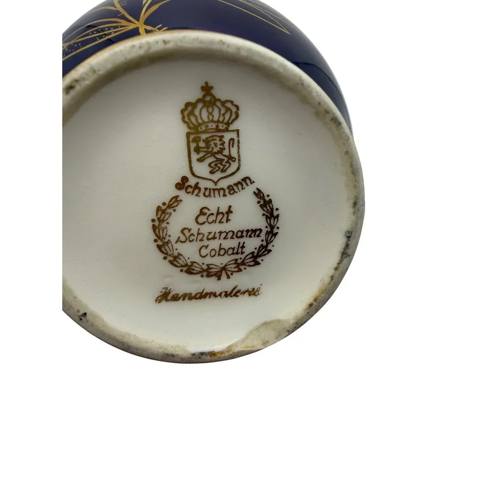 Schumann Arzberg Echt Cobalt Blue Butterfly Porcelain Bud Vase Gold Gilt Germany